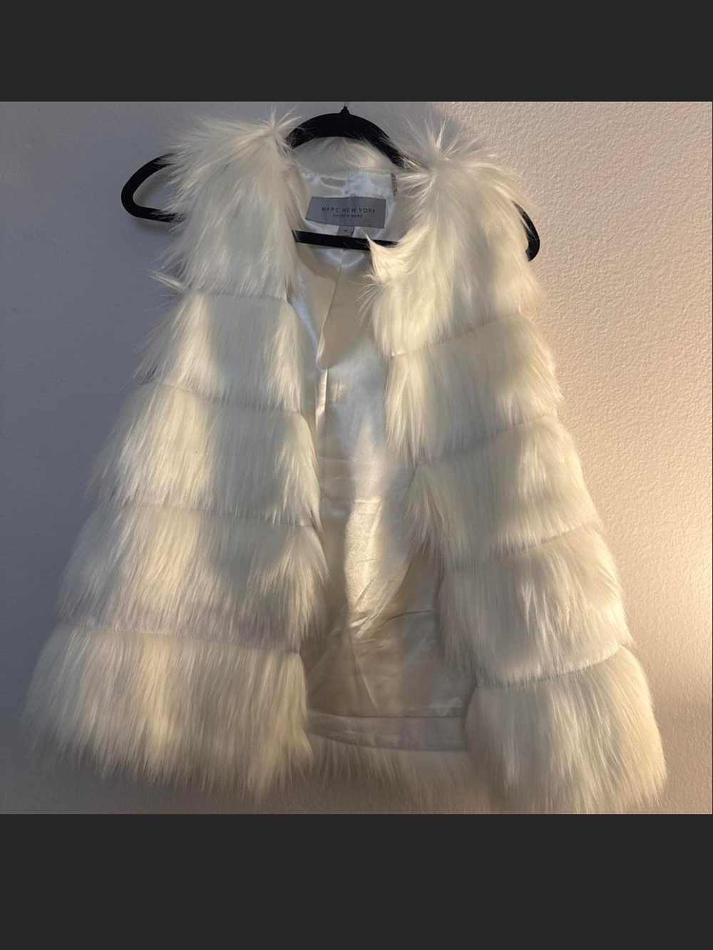 Andrew Marc White Faux Fur Sleeveless Vest